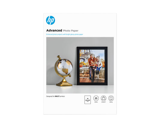 HP Advanced Photo Paper, Glossy, 250gsm, A4, 25 sheets