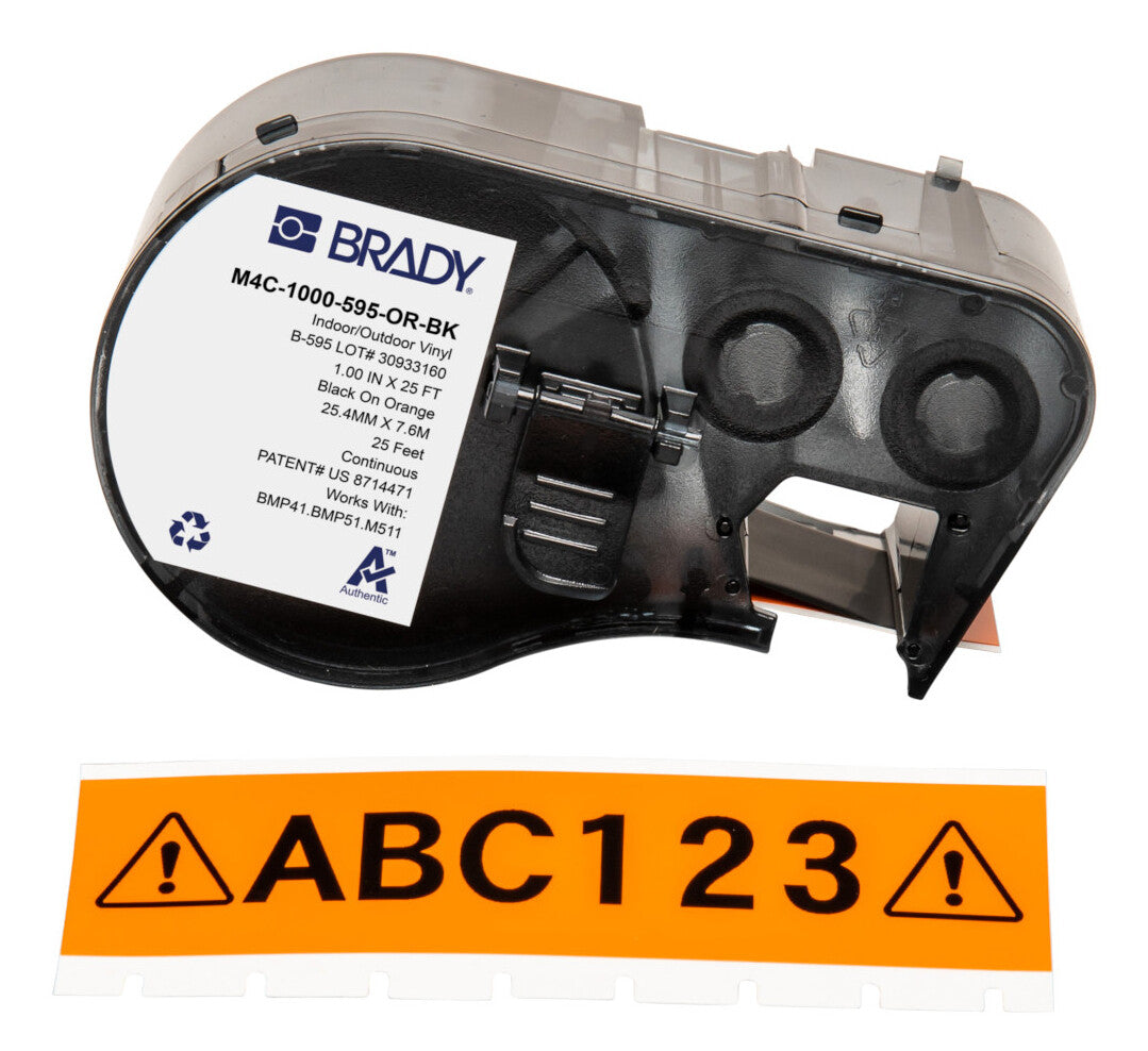 Brady M4C-1000-595-OR-BK printer label Black, Orange Self-adhesive printer label