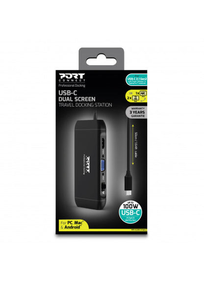 Port Designs 901913 interface hub USB 2.0 Type-C 5000 Mbit/s Black