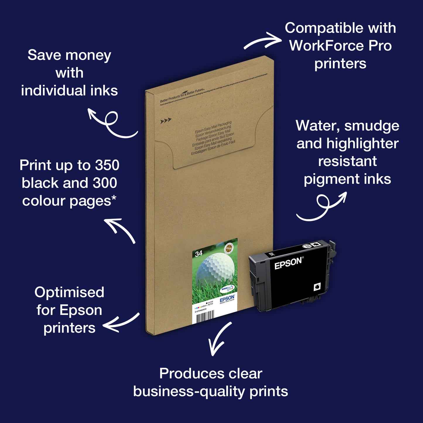 Epson Golf ball 34 DURABrite Ultra Multipack 4-colours EasyMail Ink