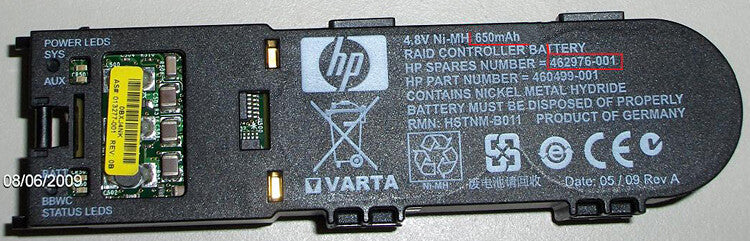 HPE 462976-001 storage device backup battery Nickel-Metal Hydride (NiMH) 650 mAh
