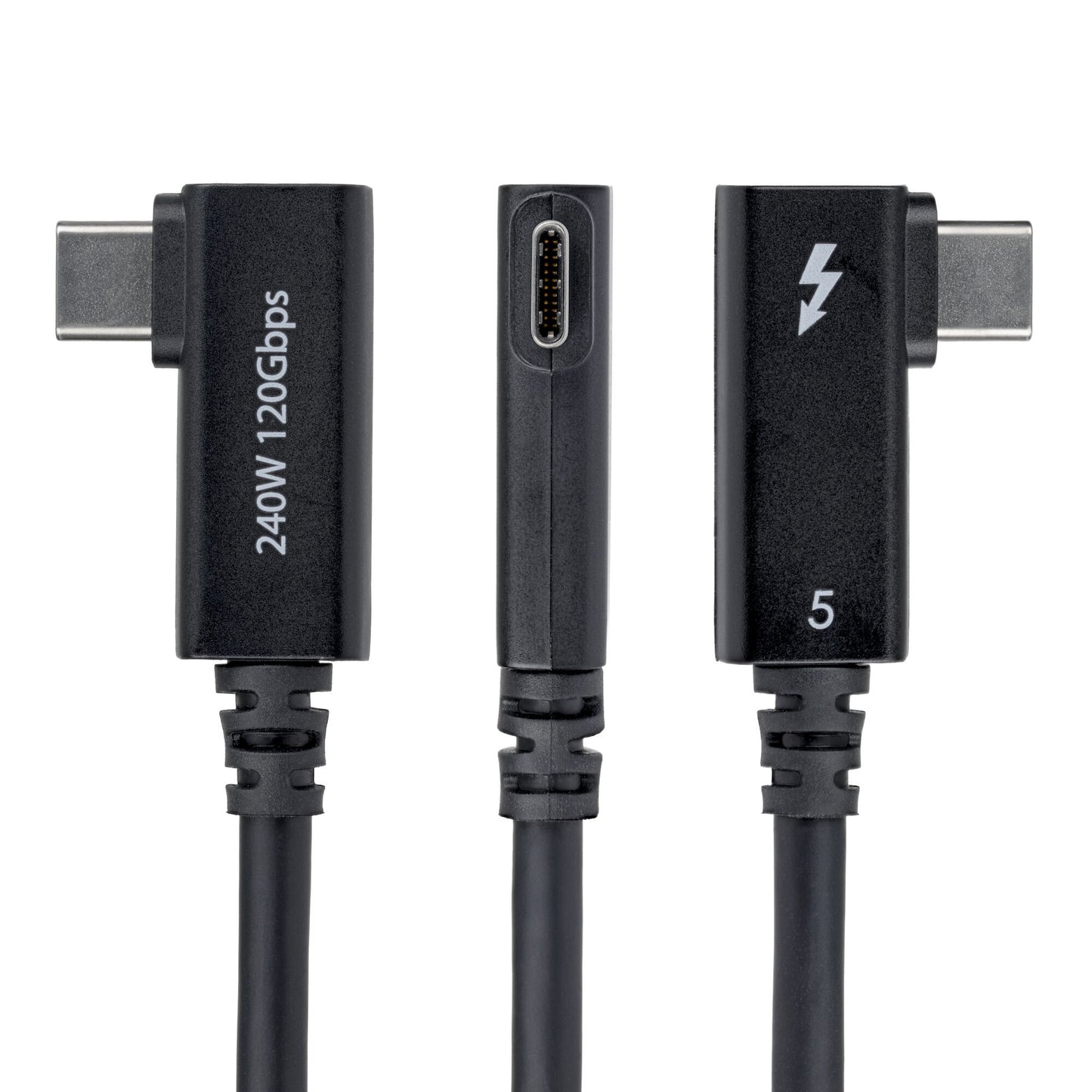 StarTech.com 2.6ft (80cm) Right Angle Thunderbolt 5 Cable, 80Gbps/Up to 120Gbps, 240W PD, 8K 60Hz, Certified Thunderbolt Cable, Compatible w/Thunderbolt 4/USB4/USB-C