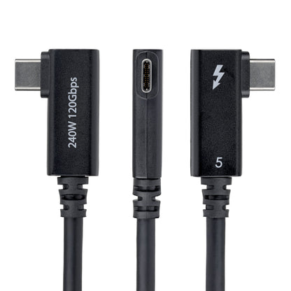 StarTech.com 2.6ft (80cm) Right Angle Thunderbolt 5 Cable, 80Gbps/Up to 120Gbps, 240W PD, 8K 60Hz, Certified Thunderbolt Cable, Compatible w/Thunderbolt 4/USB4/USB-C