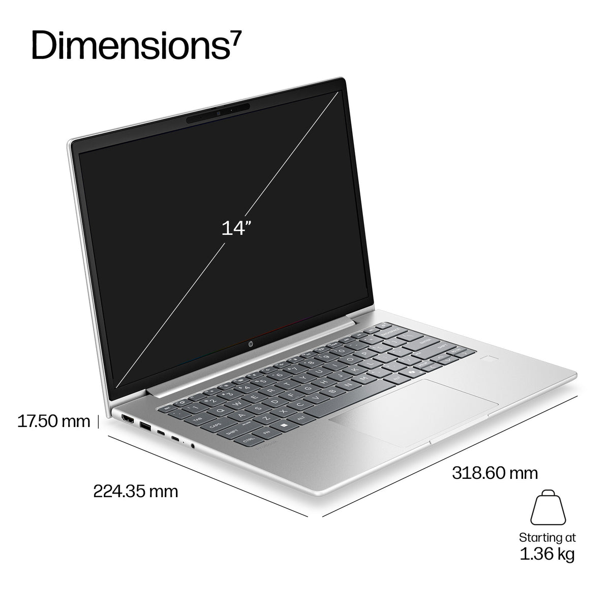 HP ProBook 4 G2i 14 AI PC Intel Core 5 320 Laptop 35.6 cm (14") WUXGA 16 GB DDR5-SDRAM 512 GB SSD Wi-Fi 6E (802.11ax) Windows 11 Pro Silver