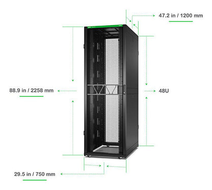 APC NetShelter SX Server Rack Gen 2, 48U, 2258H x 750W x 1200D mm, with Sides, Black