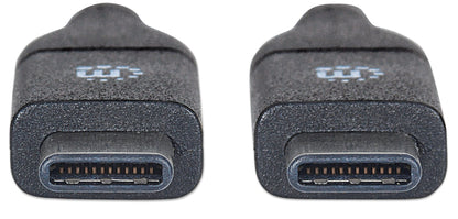 Manhattan USB-C to USB-C Cable, 1m, USB 3.2 Gen 2 (formerly USB 3.1 Gen 2), 10 Gbps, 3A Fast Charging, SuperSpeed+ USB, Black, Lifetime Warranty, Equivalent to USB31CC1M
