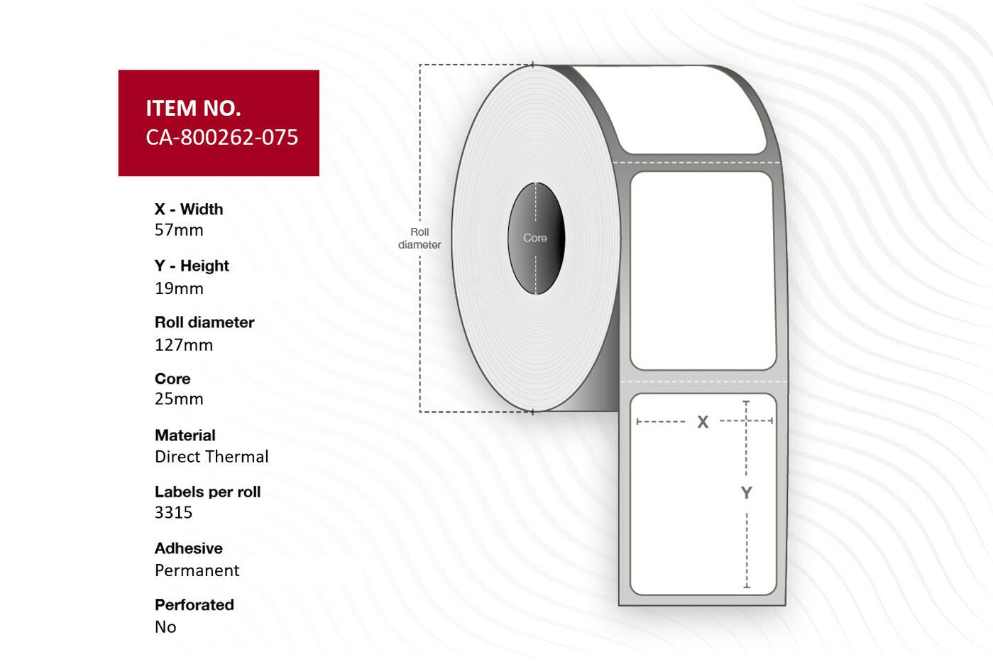 Capture CA-800262-075 printer label