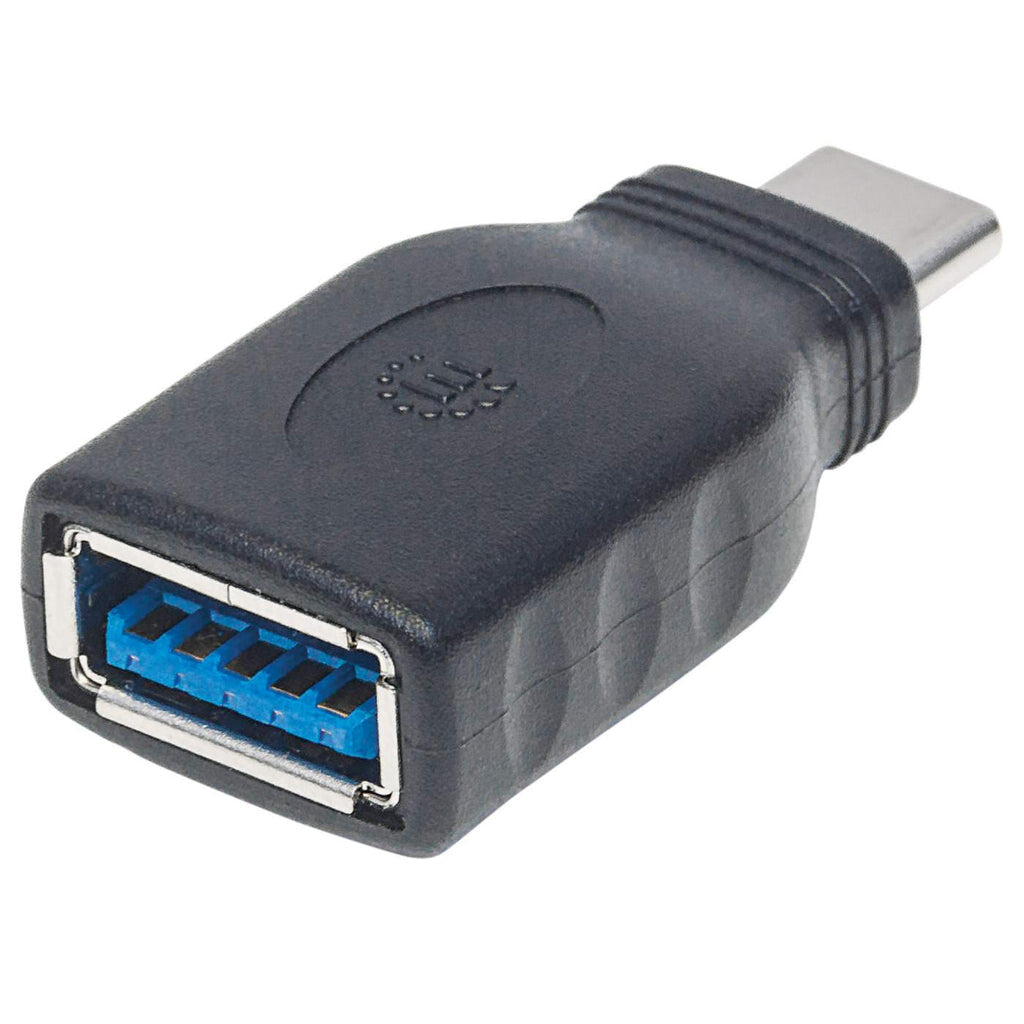 Manhattan USB-C Male to USB-A Female Adapter, USB 3.0 (aka USB 3.2 Gen 1), 5 Gbps, SuperSpeed USB, Black, Lifetime Warranty, Equivalent to USB31CAADG
