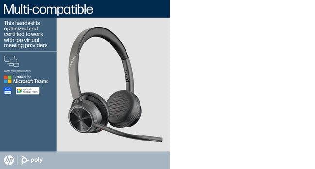 POLY Voyager 4320-M Microsoft Teams Certified Headset +BT700 dongle +Charging Stand