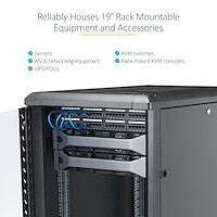 StarTech.com 4-Post 18U Server Rack Cabinet, Lockable 19" Data Rack Cabinet for Computer / AV / IT Equipment, Office / Home Network Rack with Casters & Adjustable Mounting Rails