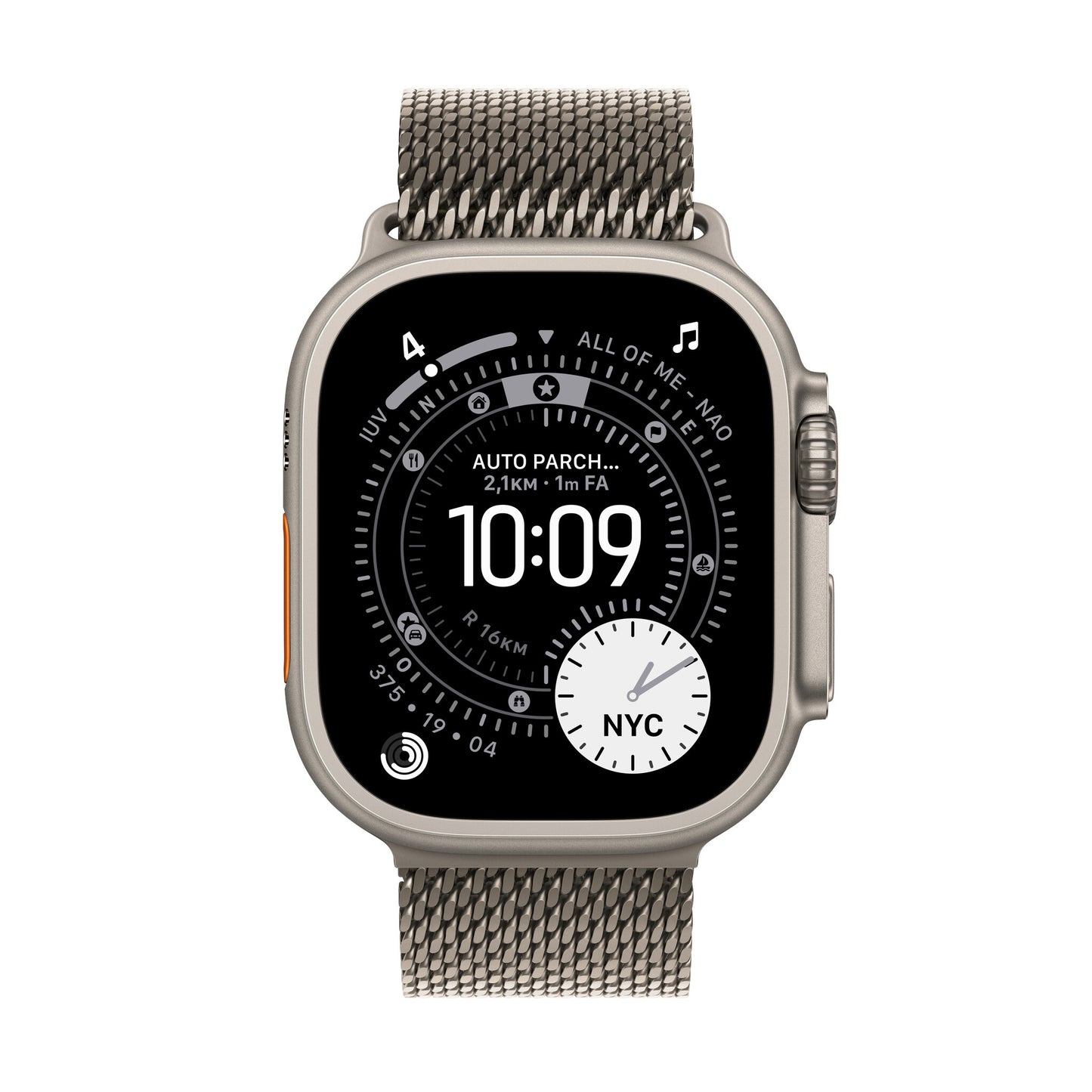 Apple Watch Ultra 3 GPS + Cellular 49mm Natural Titanium Case with Natural Titanium Milanese Loop - Medium