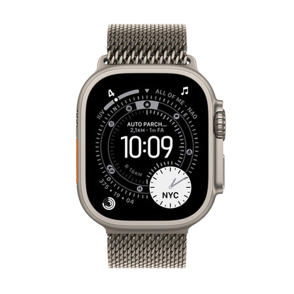 Apple Watch Ultra 3 GPS + Cellular 49mm Natural Titanium Case with Natural Titanium Milanese Loop - Medium