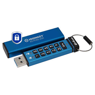 Kingston Technology IronKey 64GB Keypad 200, FIPS 140-3 Lvl 3 AES-256 Hardware Encrypted