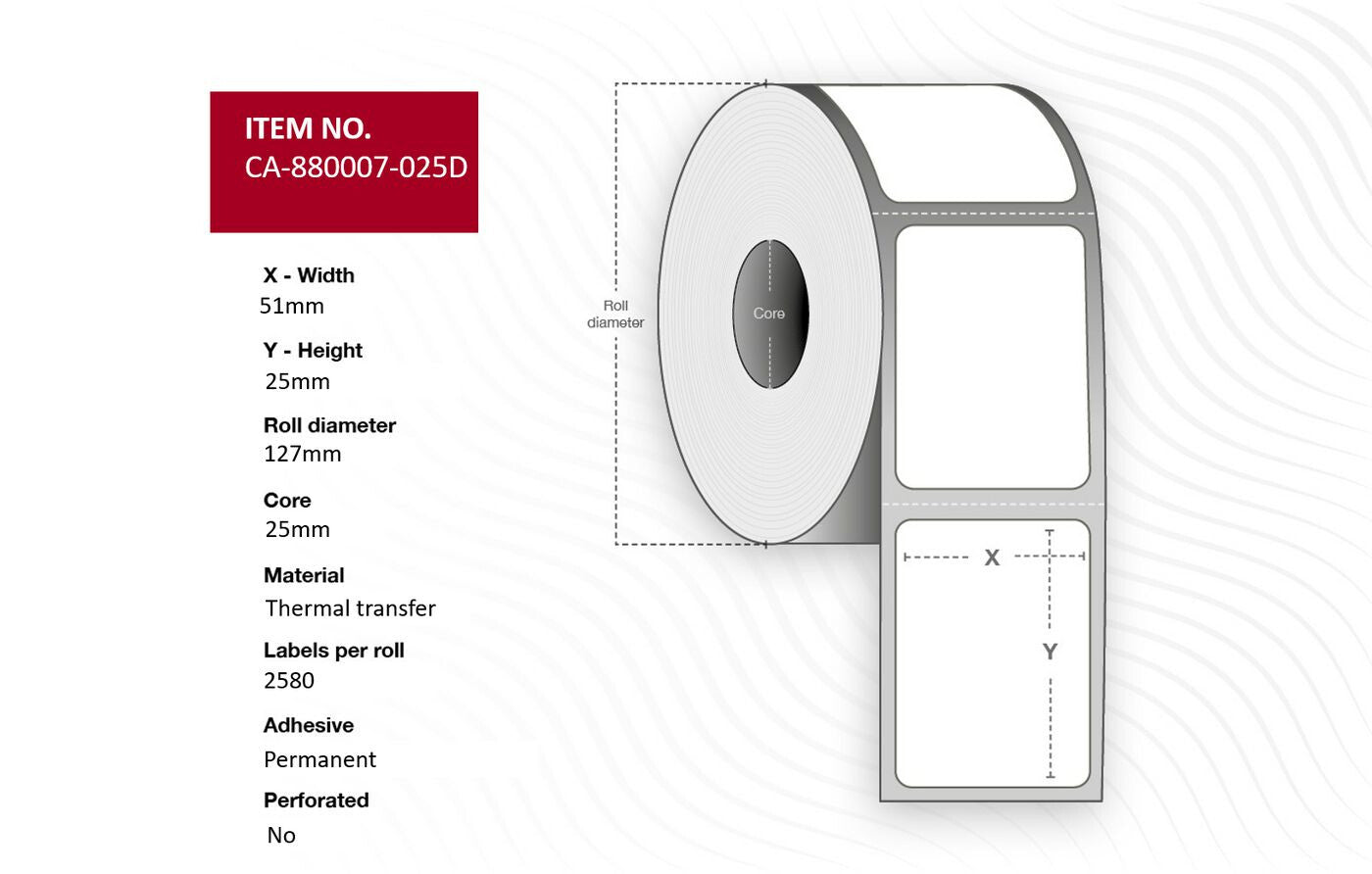 Capture CA-880007-025D printer label White