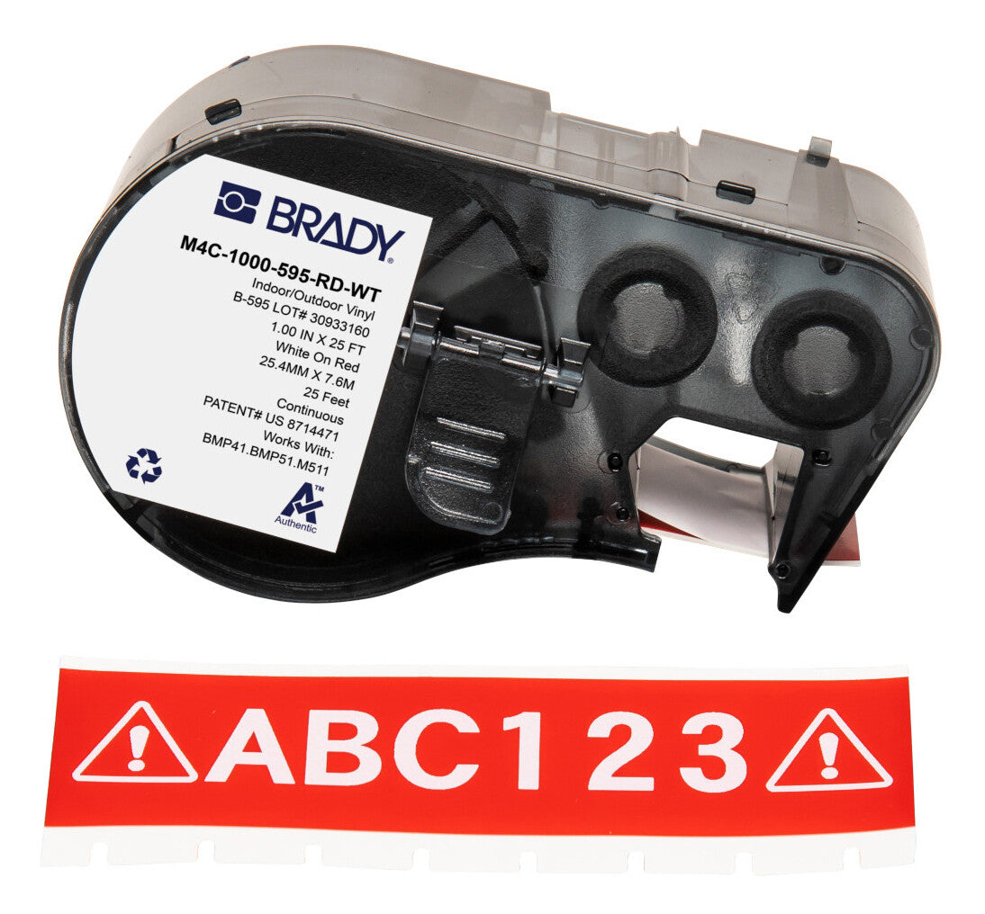 Brady M4C-1000-595-RD-WT printer label Red, White Self-adhesive printer label