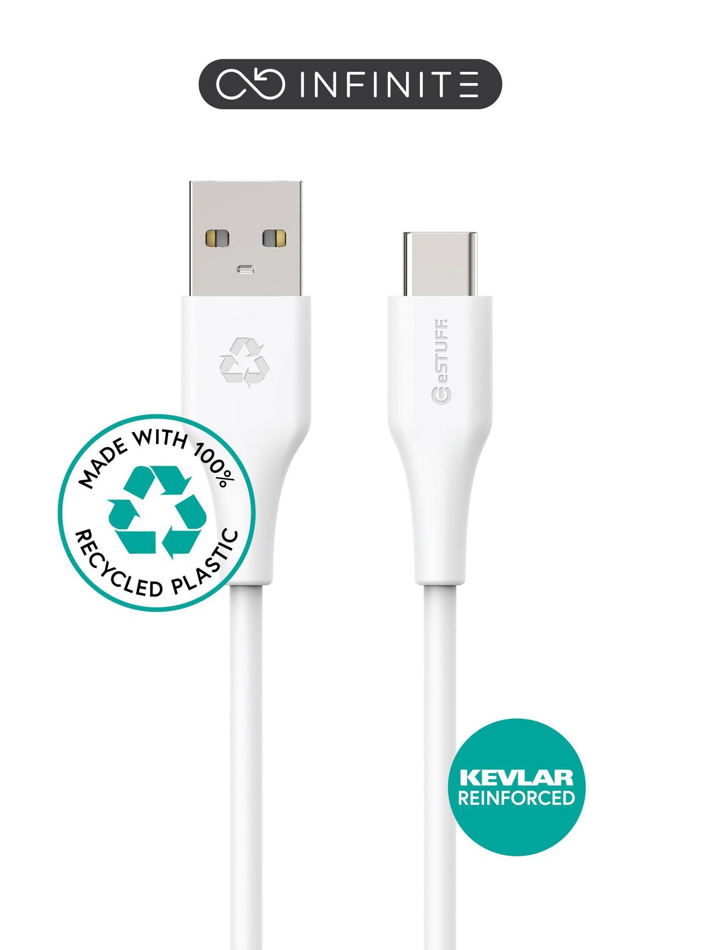 eSTUFF ES605170 USB cable USB 2.0 1 m USB C USB A White