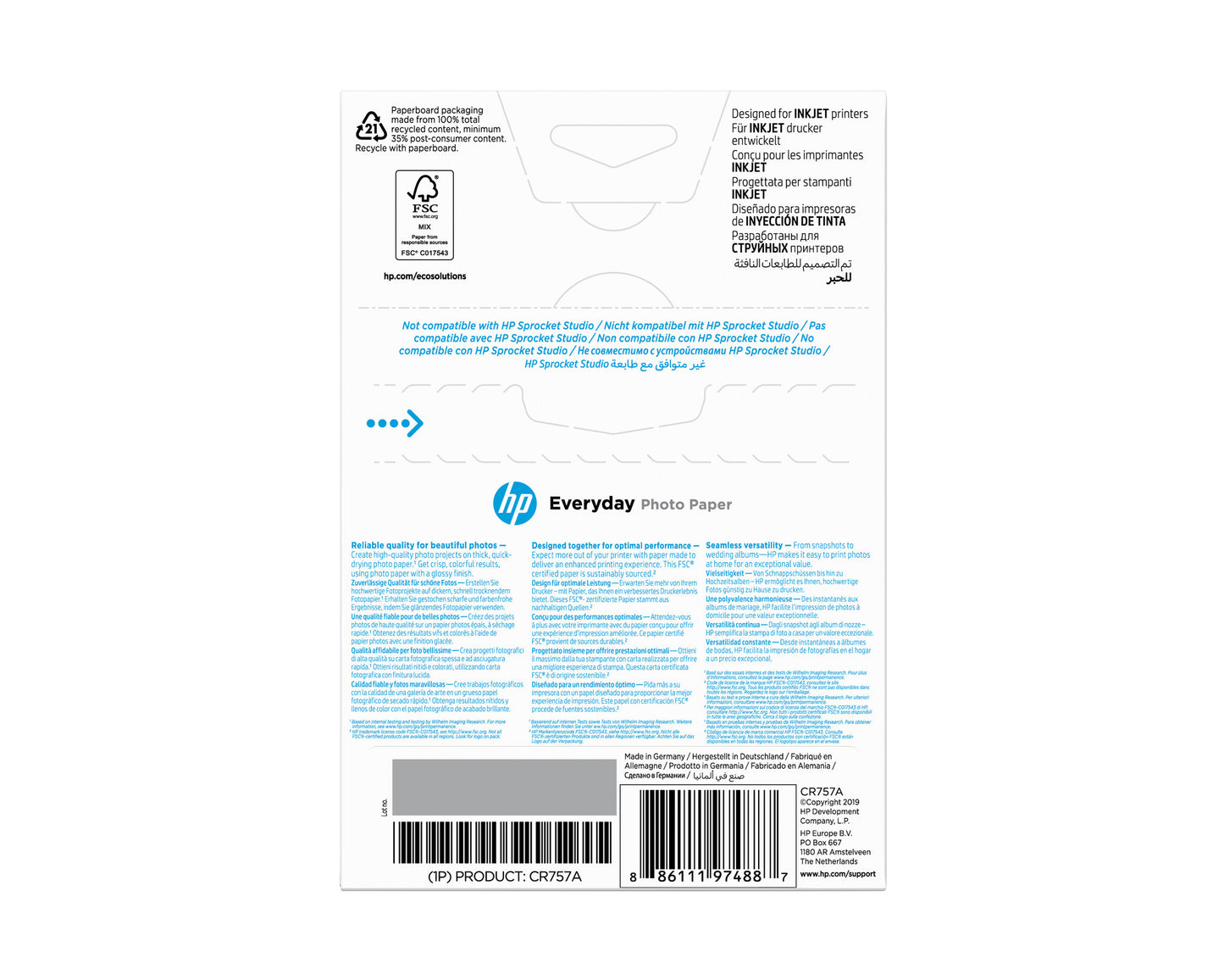 HP Everyday Photo Paper Glossy 200 g/m2 10 x 15 cm (101 x 152 mm) 100 sheets