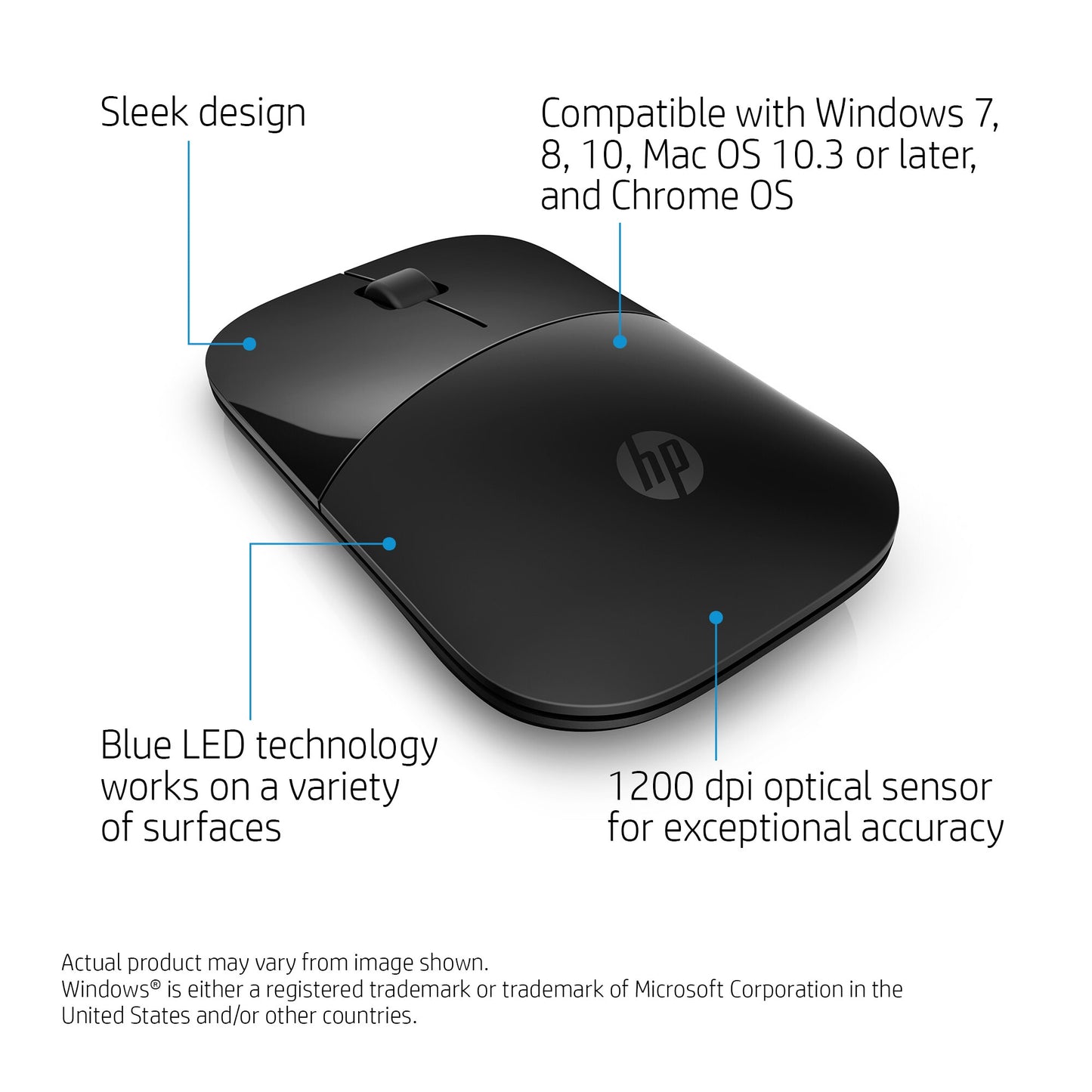 HP Z3700 Black Wireless Mouse