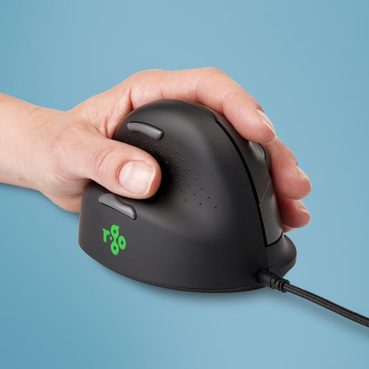 R-Go Tools Ergonomic mouse R-Go HE Break with break software, large (hand size ≥ 185 mm), left-handed, Wired, black