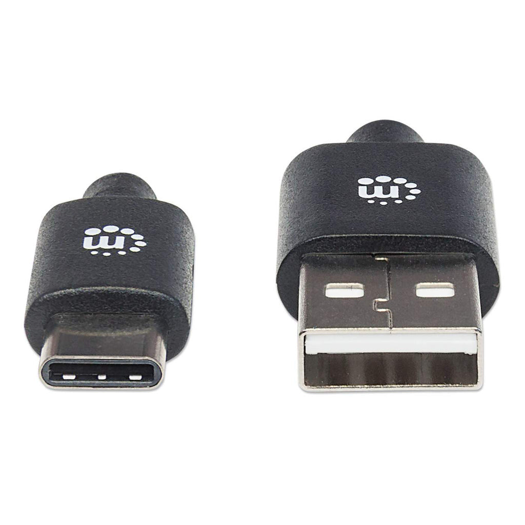 Manhattan USB-C to USB-A Cable, 2m, USB 2.0, 480 Mbps, Hi-Speed USB, Black, Lifetime Warranty, Equivalent to USB2AC2M