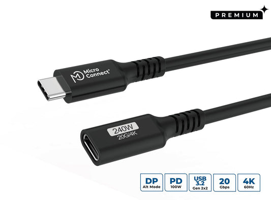 Microconnect USB3.2CC1EX USB cable USB 3.2 Gen 2x2 1 m USB C 240 W Black