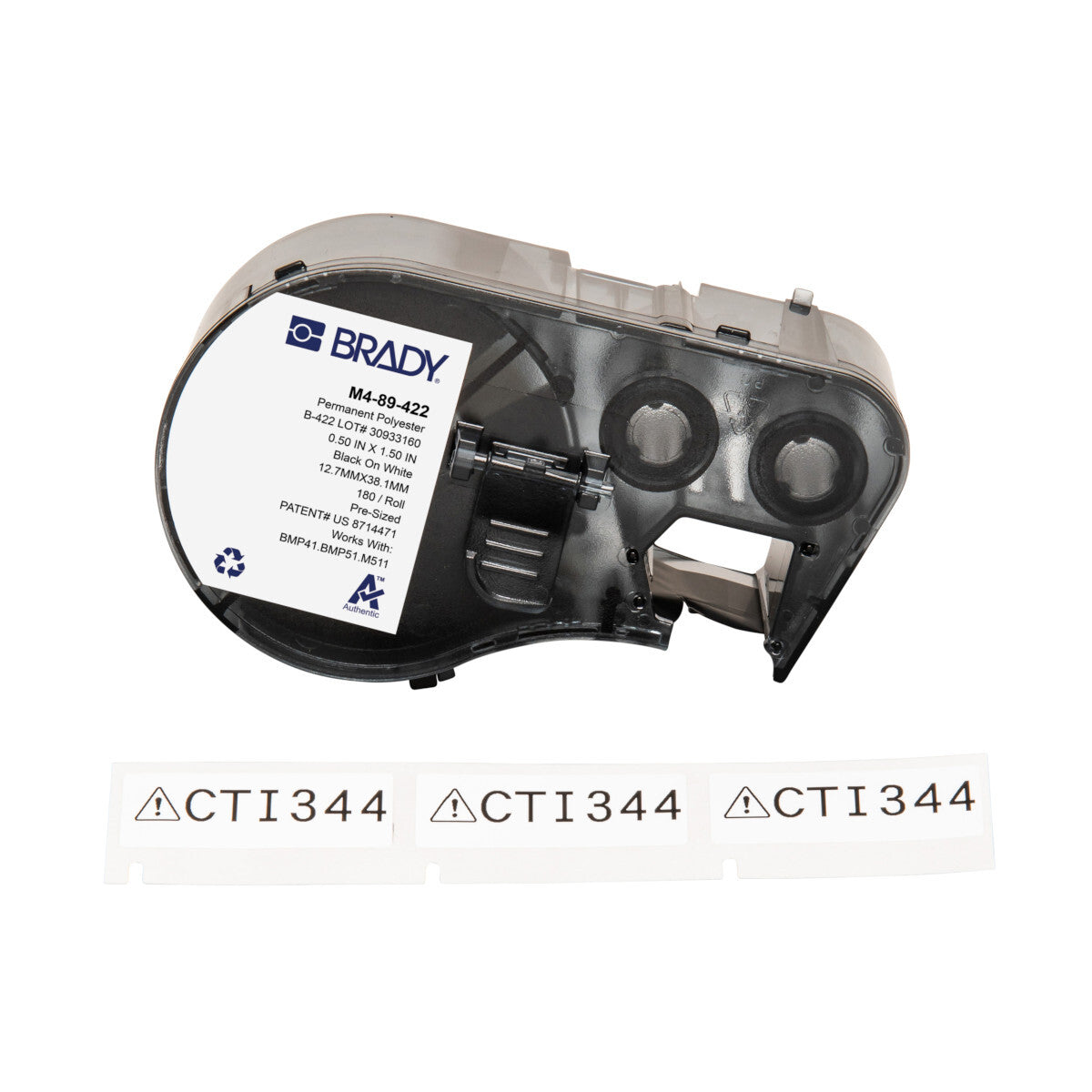 Brady M4-89-422 printer label Black, White Self-adhesive printer label