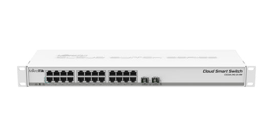 Mikrotik CSS326-24G-2S+RM network switch, Managed, 24-port, Power over Ethernet (PoE), white