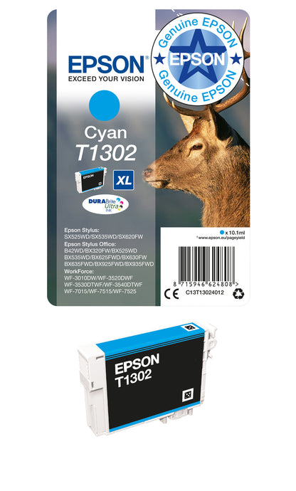 Epson Stag T1302 DURABrite Ultra Single Cyan Ink