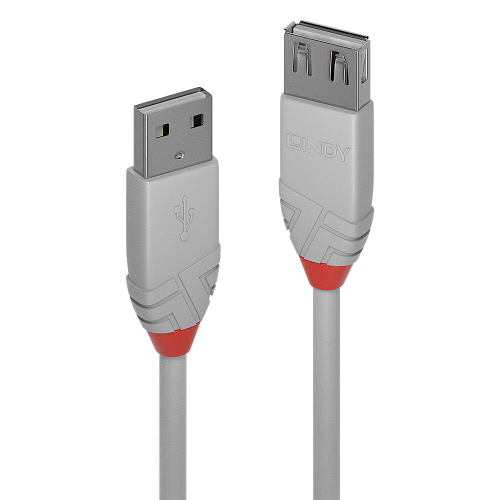 Lindy 0.5m USB 2.0 Type A Extension Cable, Anthra Line, Grey