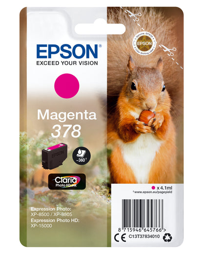 Epson Squirrel Singlepack Magenta 378 Claria Photo HD Ink