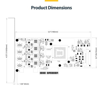 StarTech.com 4-Port USB Type-C PCIe Card, USB 3.2 10Gbps, USB-C PCI Express Expansion Card, 4x Independent USB Controllers, Windows/Linux/macOS, TAA-Compliant