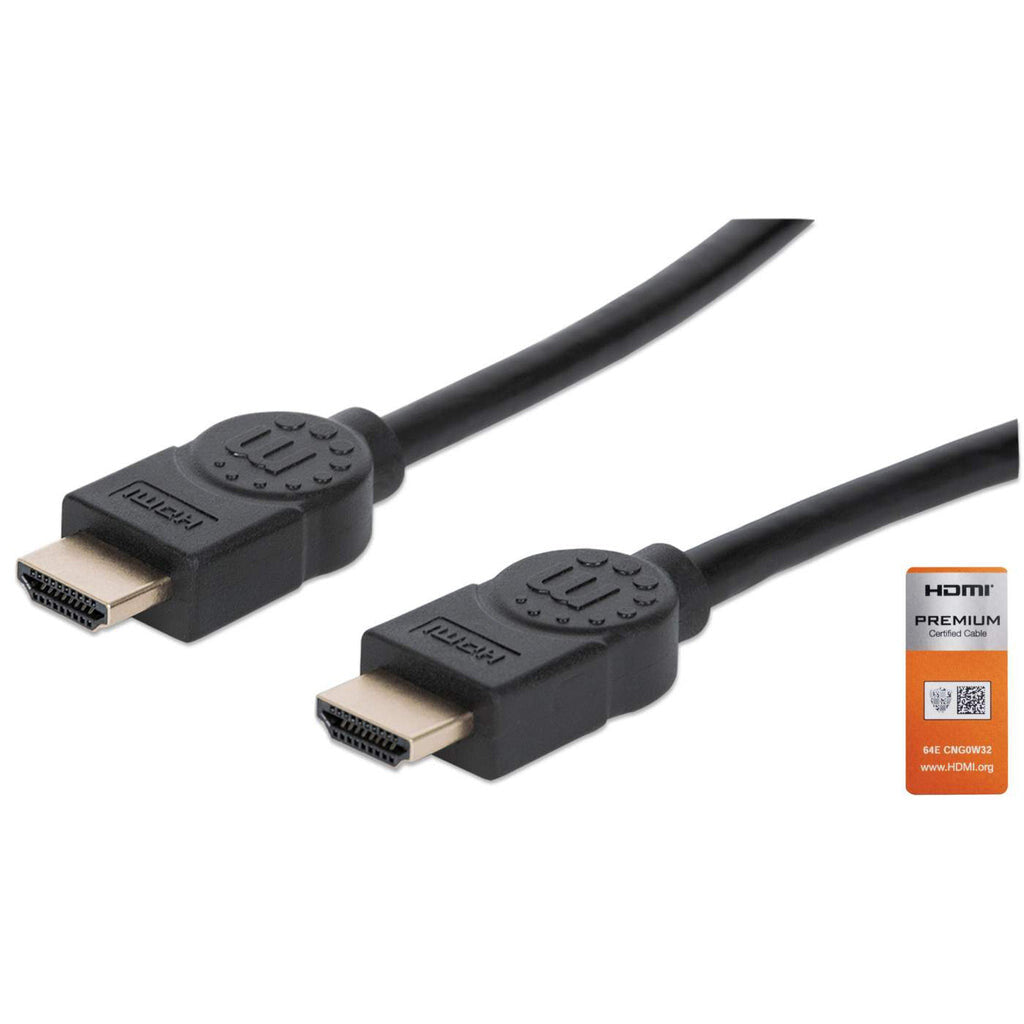 Manhattan Certified Premium HDMI 4K@60Hz Cable with Ethernet, 5m, Suitable for ALL 4K & 1080p/HD Uses - When Upgrading Now or Have It Ready for When You Need It, Black, High Speed, Lifetime Warranty, Equivalent to HDMM5MP