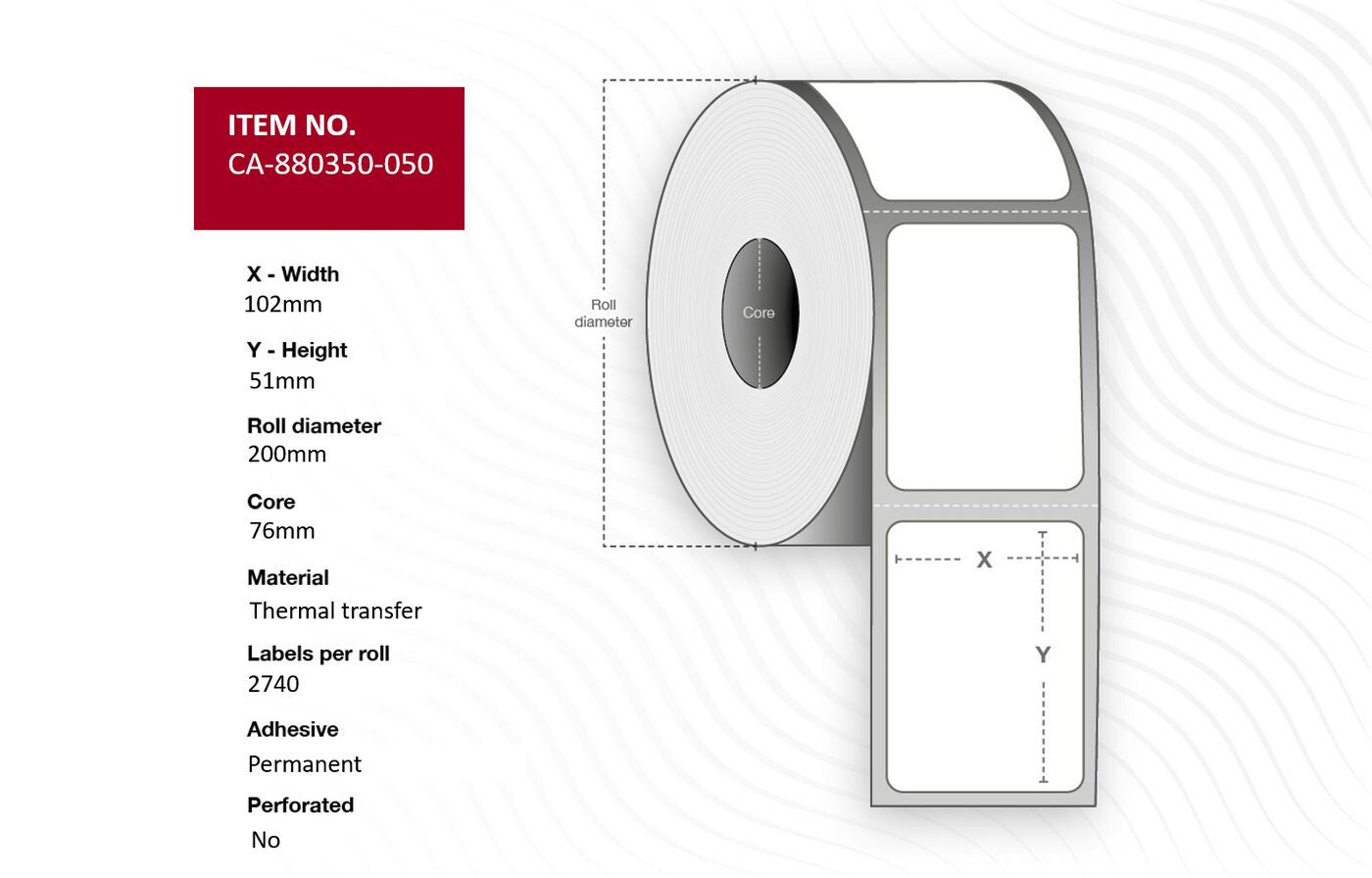 Capture CA-880350-050 printer label White