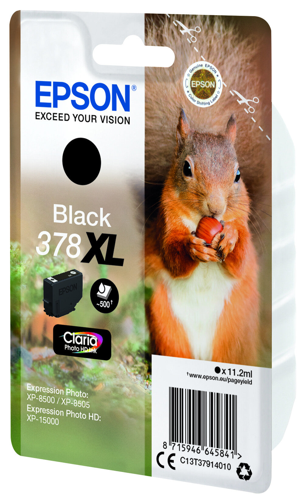 Epson Squirrel Singlepack Black 378XL Claria Photo HD Ink