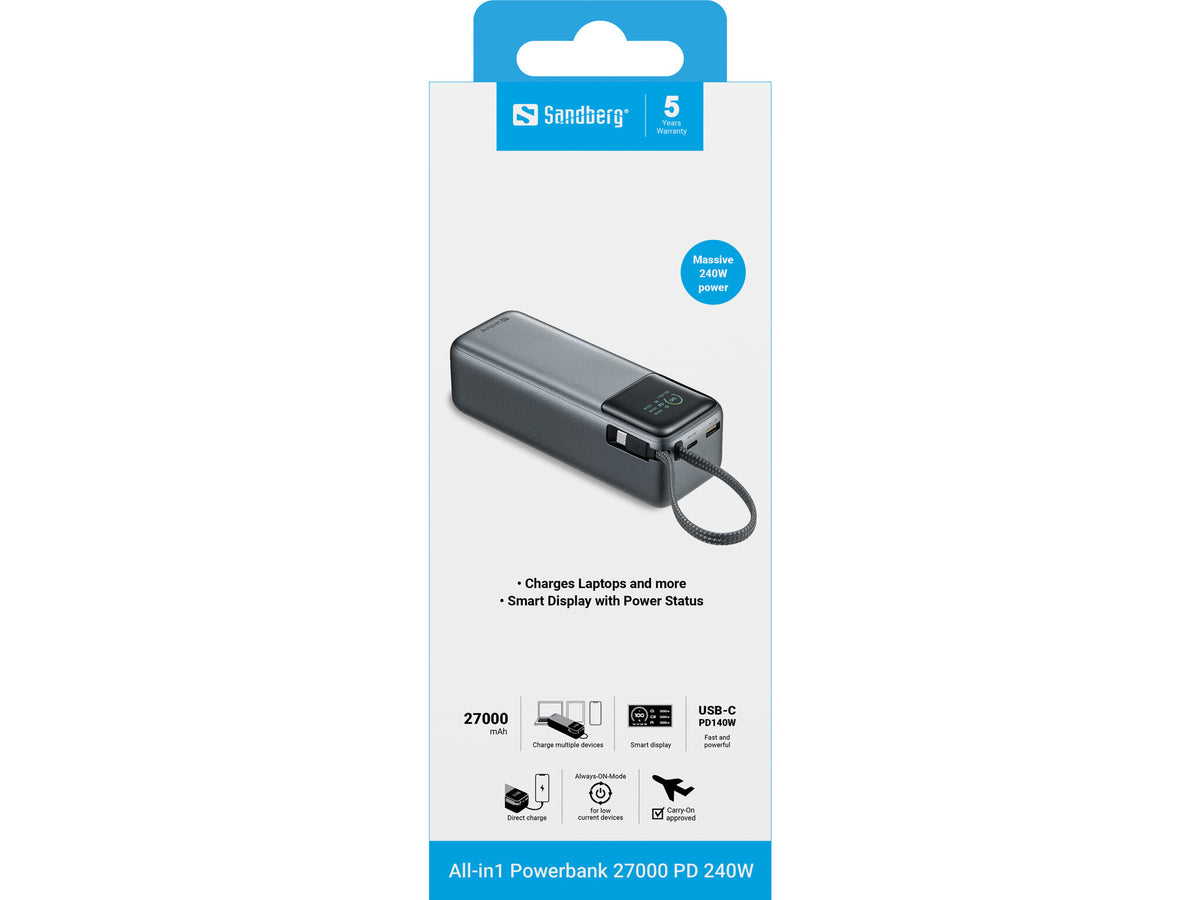 Sandberg All-in1 Powerbank 27000 PD 240W