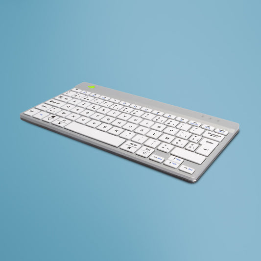 R-Go Tools Ergonomic keyboard R-Go Compact Break, compact keyboard with break software, AZERTY (BE), Bluetooth, white