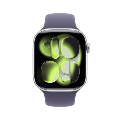 Apple Watch Series 11 GPS 46mm Silver Aluminium Case with Purple Fog Sport Band - S/M