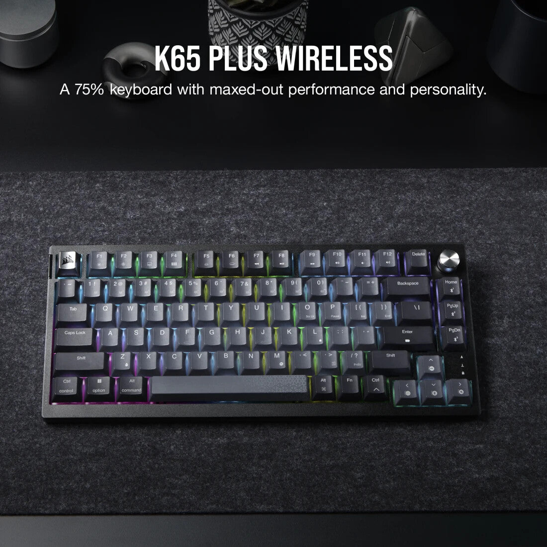 Corsair K65 PLUS WIRELESS keyboard Gaming RF Wireless UK English Black, Grey