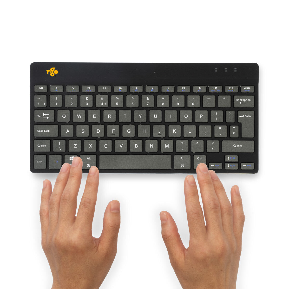 R-Go Tools Ergonomic keyboard R-Go Compact Break, compact keyboard with break software, QWERTY (UK), Bluetooth, black
