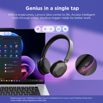 Lenovo 4XD1T60925 headphones/headset Wireless Head-band Office/Call center USB Type-C Bluetooth Grey