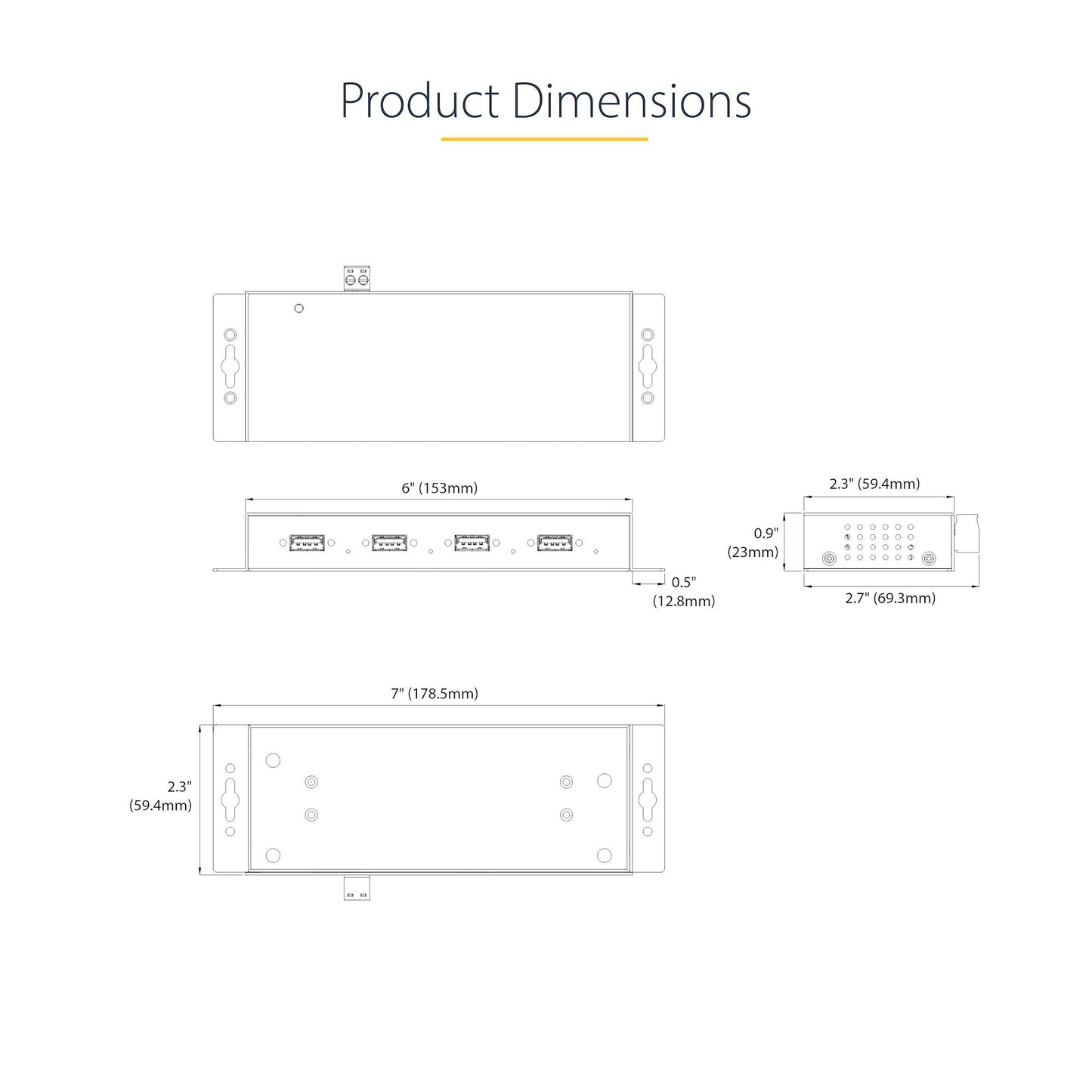 StarTech.com 4-Port Industrial USB 3.0 5Gbps Hub, Rugged USB Hub with ESD Protection, DIN/Wall/Desk Mountable USB-A Hub, USB Expander w/Locking Ports, Heavy Duty - TAA
