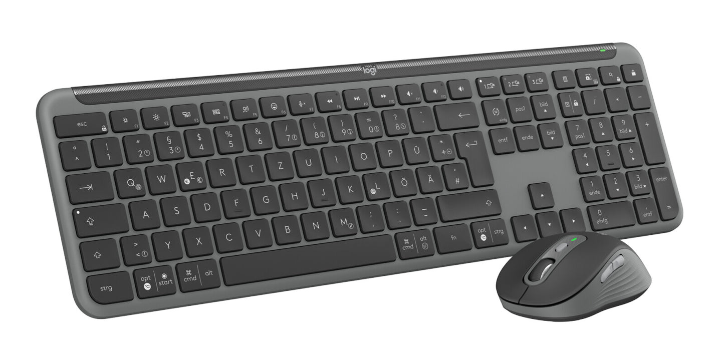 Logitech Signature Slim MK950 for Business keyboard Mouse included Office RF Wireless + Bluetooth QWERTZ German Graphite
