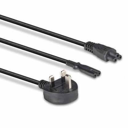 Lindy 2.5m UK 3 Pin Plug to IEC C5 & IEC C7 Splitter Extension Cable, Black