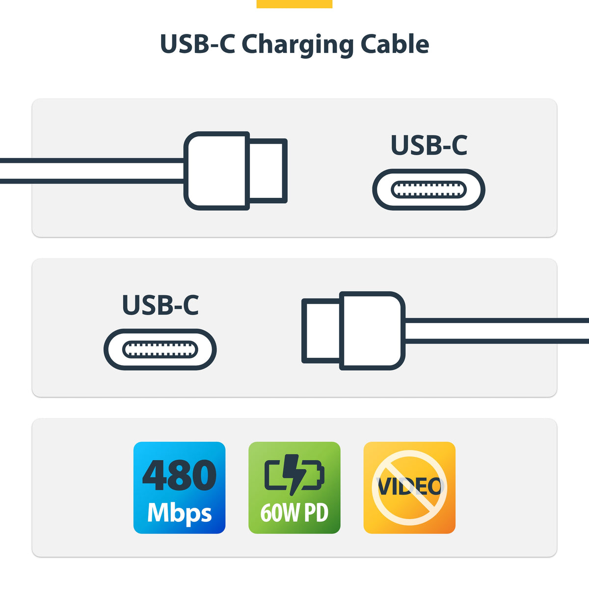 StarTech.com 10ft (3m) USB-C Charging Cable, Charge & Sync, 60W (3A) PD, USB 2.0 Laptop Charger Cable, TPE Jacket - White USB C Charging Cord
