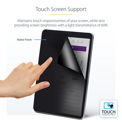 StarTech.com 4-Way Privacy Screen For 12.9-inch iPad Pro, 3rd Gen and Up, For Portrait/Landscape, Touch-Enabled, +/- 30 Deg. View, Blocks up to 51% Blue Light, Matte