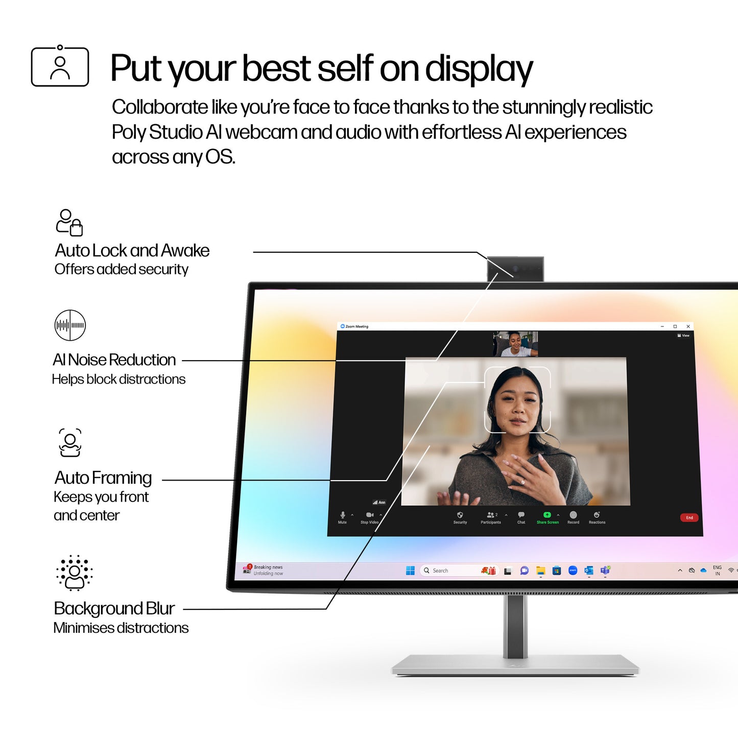HP Series 7 Pro 27 inch 4K Conferencing Monitor - 727pm PVC Free