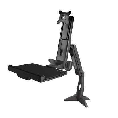 StarTech.com Sit Stand Monitor Arm - Desk Mount Adjustable Sit-Stand Workstation Arm for Single 34" VESA Mount Display - Ergonomic Articulating Standing Desk Converter with Keyboard Tray