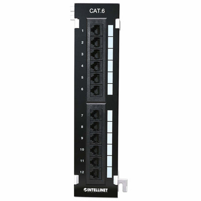 Intellinet Patch Panel, Cat6, Wall-mount, UTP, 12 Port, Black