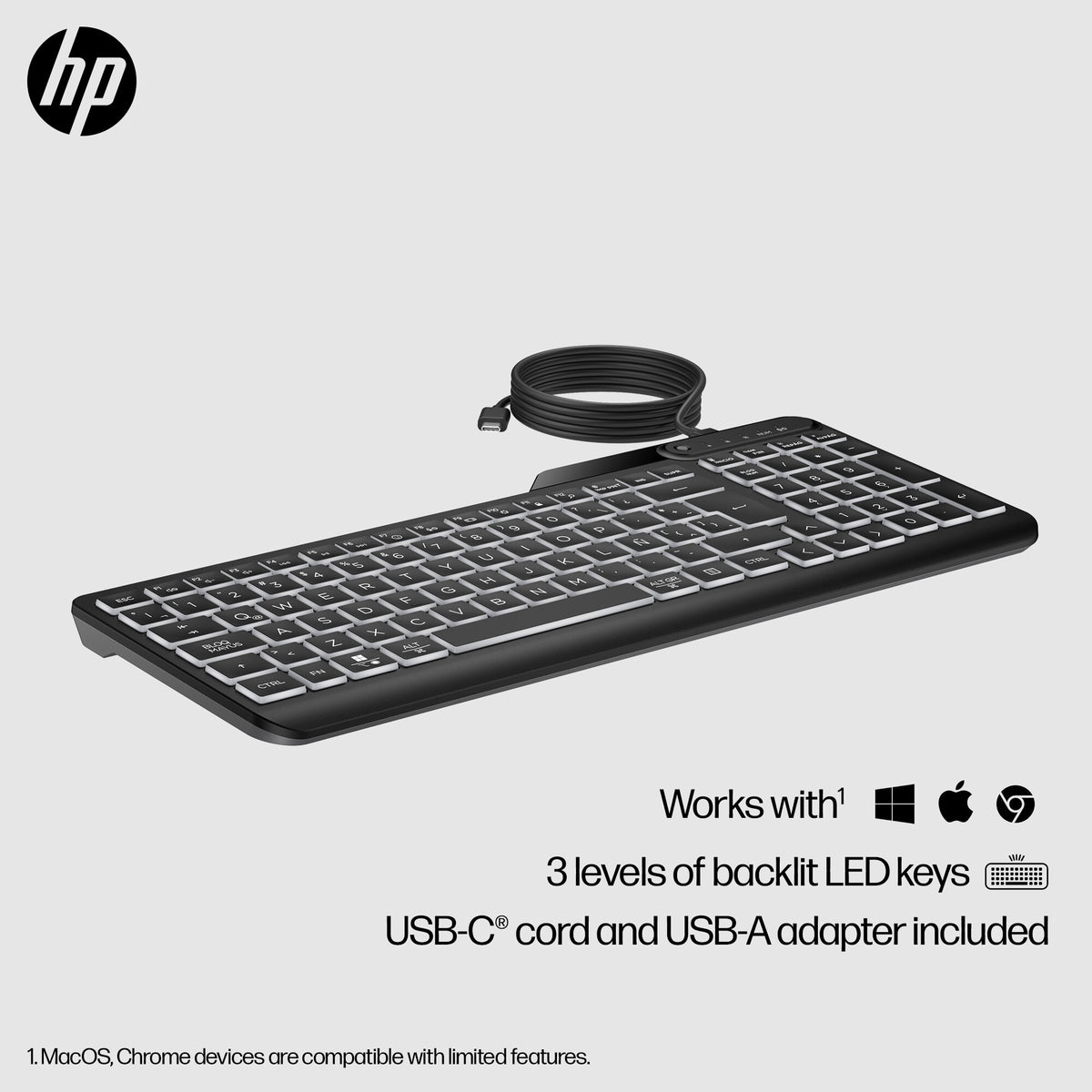 HP 400 Backlit Wired Keyboard