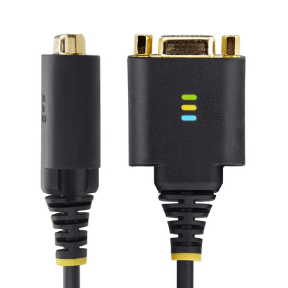 StarTech.com 1ft (30cm) USB to Null Modem Serial Adapter Cable, COM Retention, FTDI, USB-A to DB9 RS232, Interchangeable DB9 Nuts/Screws, Windows/macOS/Linux